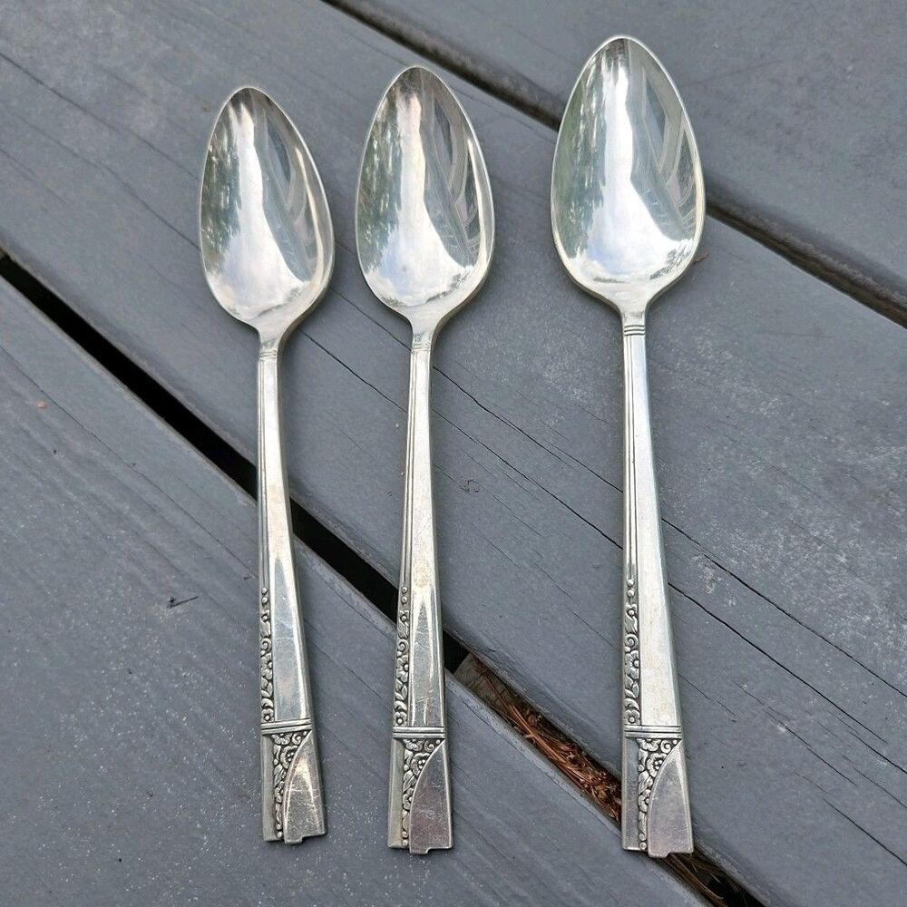 Oneida CAPRICE Nobility Silver Plate 1937 Silverware 3-pc Serving Spoons